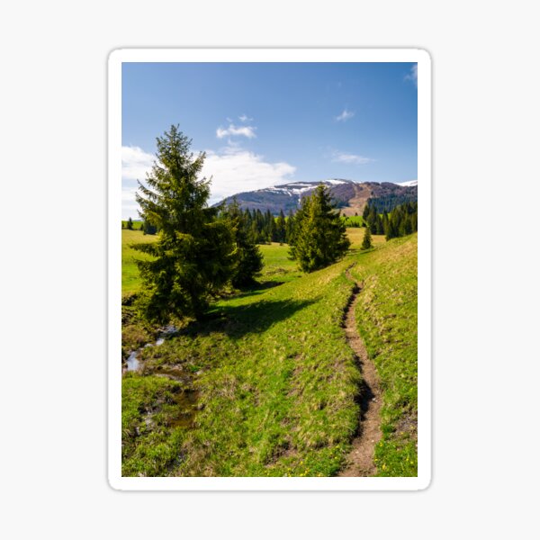 narrow footpath along the forested hills Sticker