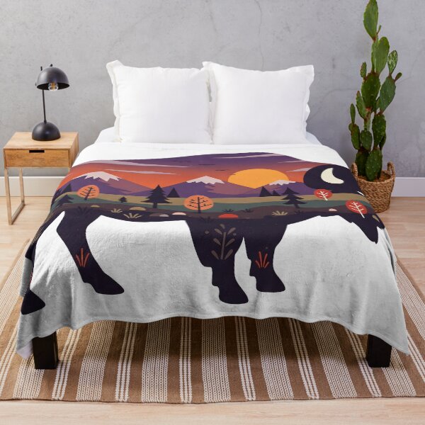 Artikelvorschau, Volkskunst Bison – Sonnenuntergang Berglandschaft & Natur Silhouette von heidiannemorris entworfen und verkauft von FOLK ART FUSION by heidiannemorris.