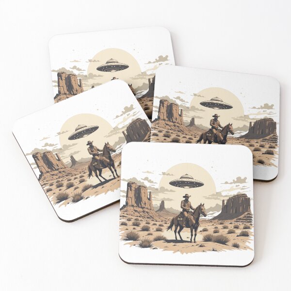 Item preview, Cowboy and UFO in a Surreal Desert Encounter designed and sold by latelierdechris.