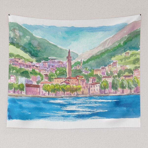 Item preview, Malgrate on Lake Como with Alpine Serenity designed and sold by artshop77.