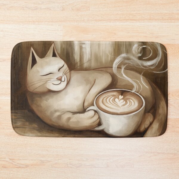 Item preview, lover cat reading books relaxing with coffee designed and sold by Cherry-Cat.