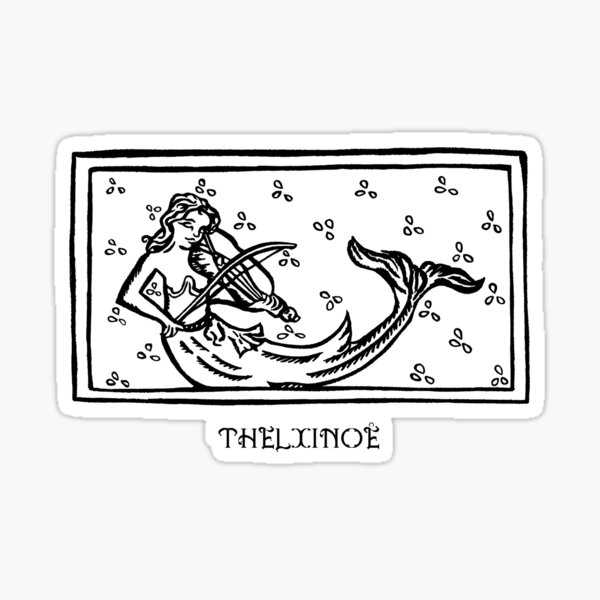 Thelxinoë the mermaid daughter of Zeux & Moon of Jupiter - Calligraphy Sticker