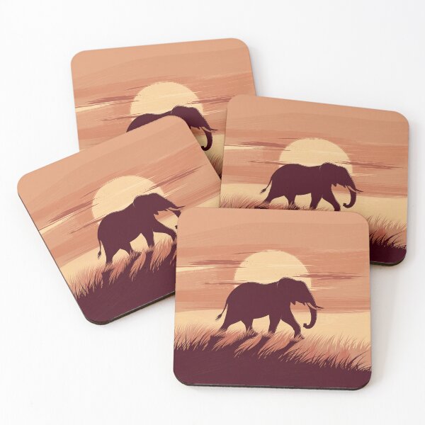 Item preview,   Serene Elephant Silhouette Against Sunset on Grassy Plain designed and sold by AnimalAirtistry.