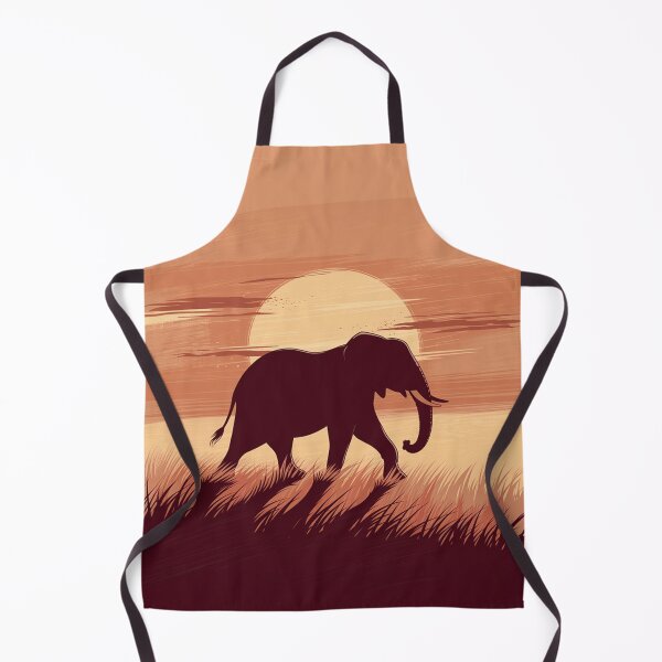 Item preview, Serene Elephant Silhouette Against Sunset on Grassy Plain designed and sold by AnimalAirtistry.