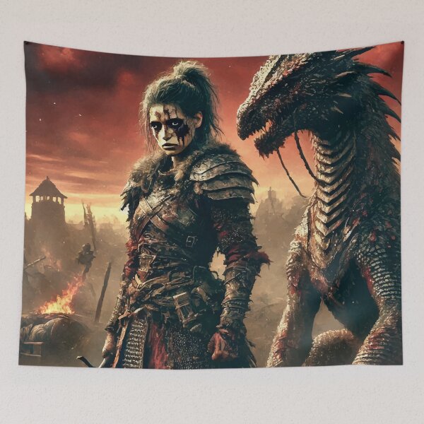 Item preview, Warrior Queen and the Wounded Dragon: Battle of Fate designed and sold by AbstractAnom.