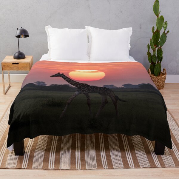 Item preview, Giraffe Silhouette at Sunset on Grassy Plain designed and sold by AnimalAirtistry.