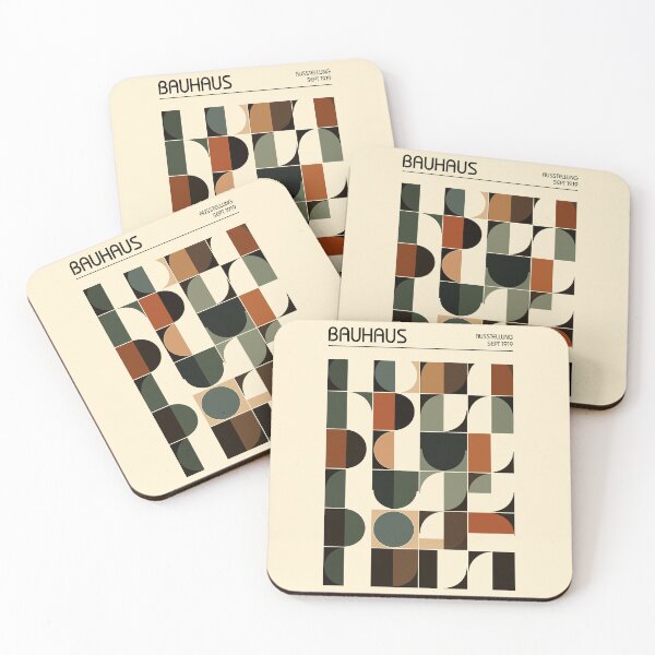 Aperçu de l'œuvre Bauhaus Earth Tones – Abstrait géométrique moderne créée et vendue par MidCenturyStore.