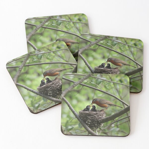 Item preview,   Mother Robin Feeding Chicks in Nest Among Trees designed and sold by AnimalAirtistry.