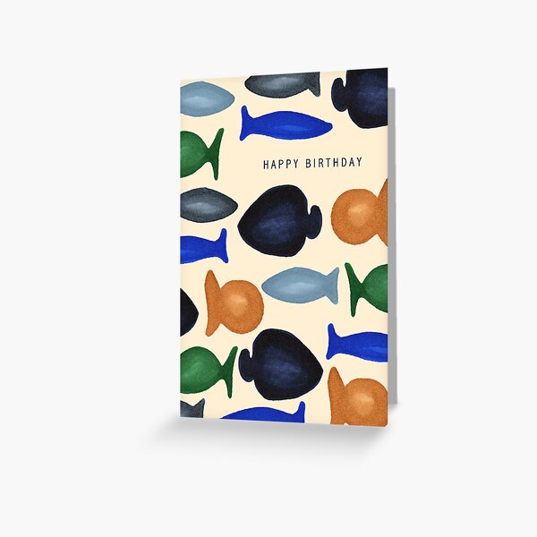 Vista previa del artículo con la obra «Acuario de cumpleaños», diseñado y vendido por Shortpockets Stationery.