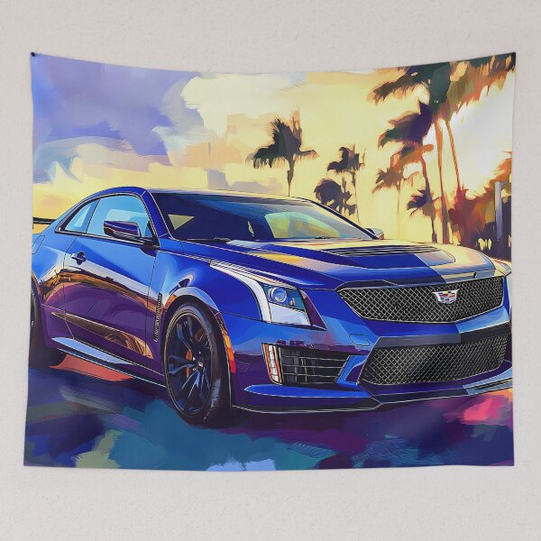 Item preview, Pop Art Blue Cadillac ATS-V Coupe – Bold & Electrifying Automotive Art designed and sold by AutoPopStudio.