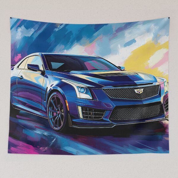 Item preview, Pop Art Blue Cadillac ATS-V Coupe – Bold & Electrifying Automotive Art designed and sold by AutoPopStudio.