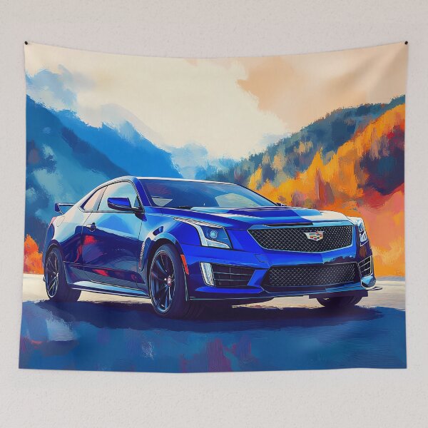 Item preview, Pop Art Blue Cadillac ATS-V Coupe – Bold & Electrifying Automotive Art II designed and sold by AutoPopStudio.