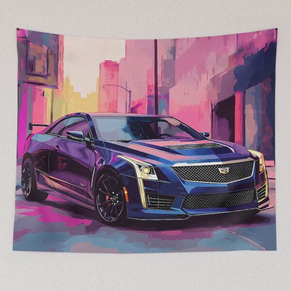 Item preview, Pop Art Blue Cadillac ATS-V Coupe – Bold & Electrifying Automotive Art III designed and sold by AutoPopStudio.
