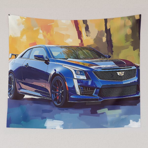 Item preview, Pop Art Blue Cadillac ATS-V Coupe – Bold & Electrifying Automotive Art IV designed and sold by AutoPopStudio.