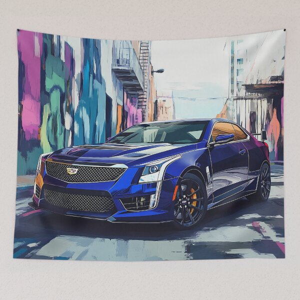 Item preview, Pop Art Blue Cadillac ATS-V Coupe – Bold & Electrifying Automotive Art VI designed and sold by AutoPopStudio.