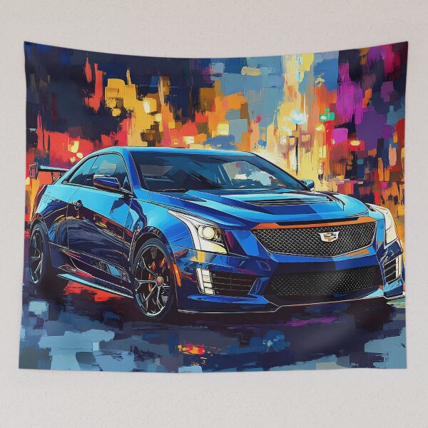 Item preview, Pop Art Blue Cadillac ATS-V Coupe – Bold & Electrifying Automotive Art VII designed and sold by AutoPopStudio.