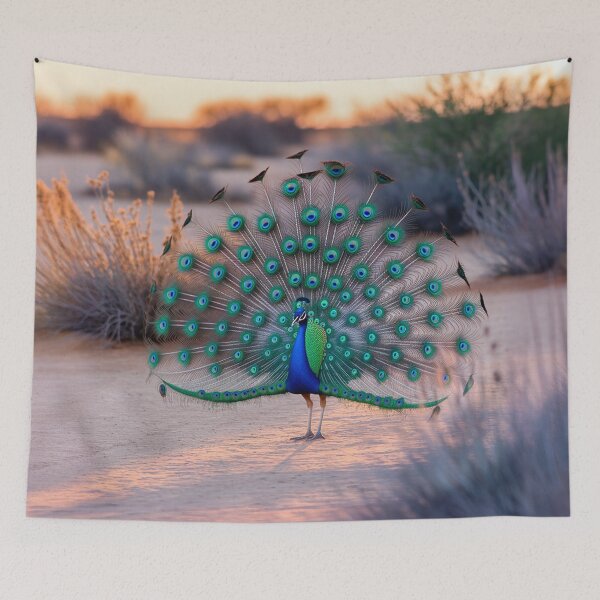 Item preview,   Majestic Peacock Displaying Vibrant Feathers in Scrublands designed and sold by AnimalAirtistry.