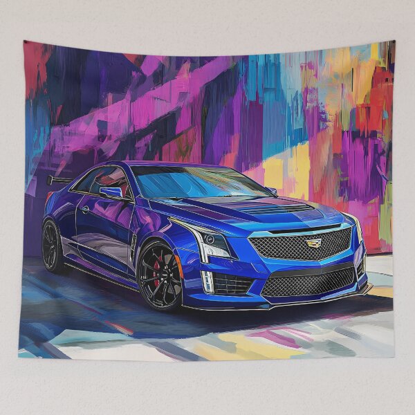 Item preview, Pop Art Blue Cadillac ATS-V Coupe – Bold & Electrifying Automotive Art IX designed and sold by AutoPopStudio.
