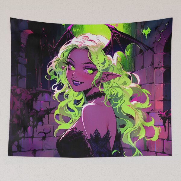 Item preview, Neon Witchy Vampire Anime Girl designed and sold by bubblegoth.
