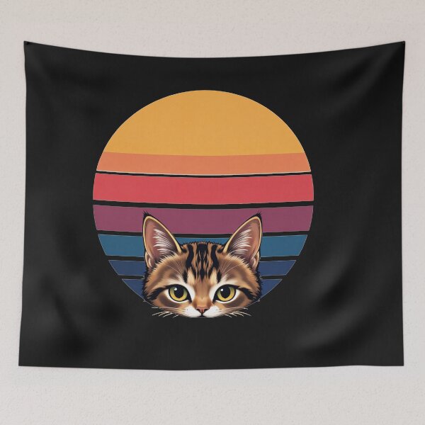 Item preview, Retro Cat Sunset - Vintage Aesthetic Feline Design designed and sold by latelierdechris.