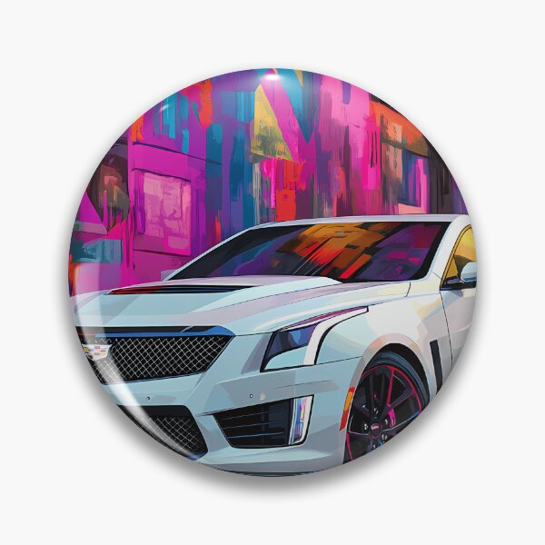 Artikelvorschau, Pop-Art-weißes Cadillac ATS-V Coupé – Elegante und mutige Automobilkunst entworfen und verkauft von AutoPopStudio.