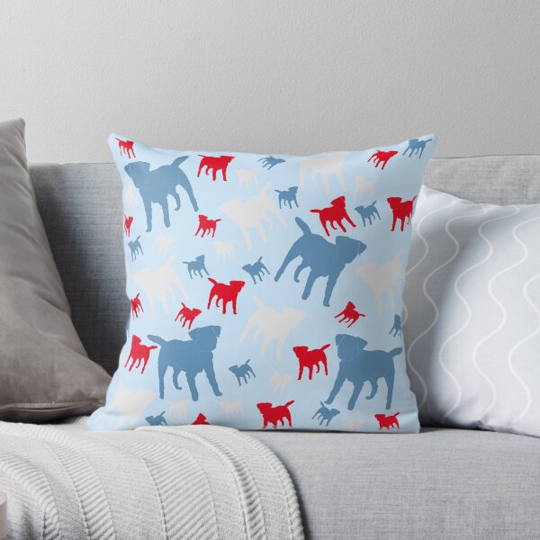 Border Terrier Gifts for Dog Lovers Red, White & Blue Silhouette Throw Pillow