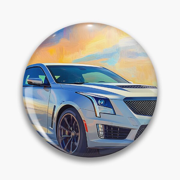 Artikelvorschau, Pop-Art-weißes Cadillac ATS-V Coupé – Elegante und mutige Automobilkunst II entworfen und verkauft von AutoPopStudio.