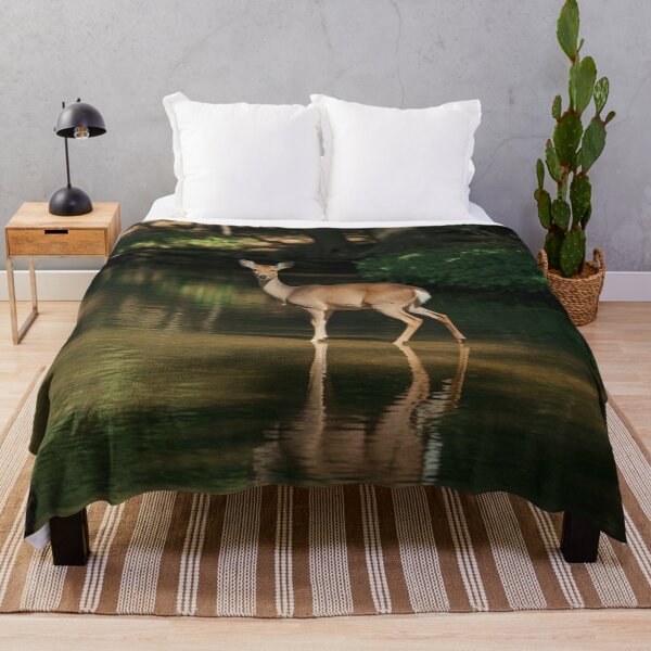 Item preview, Tranquil Woodland Brook with Deer and Ducks in Autumn designed and sold by AnimalAirtistry.