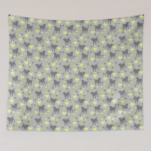 Aperçu de l'œuvre Cadeaux de frontière Terrier pour les amants de chien gris vert jaune Silhouette créée et vendue par ScruffyLT.