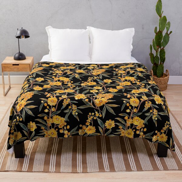 Item preview, Golden Wattle Seamless Pattern on Black designed and sold by PapuruDesigns.