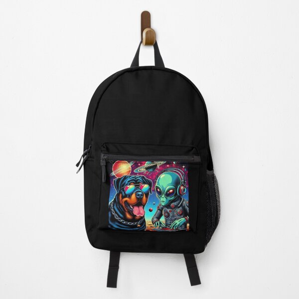 Item preview, cute rottweiler dog and alien music listening designed and sold by Dogandesighn.