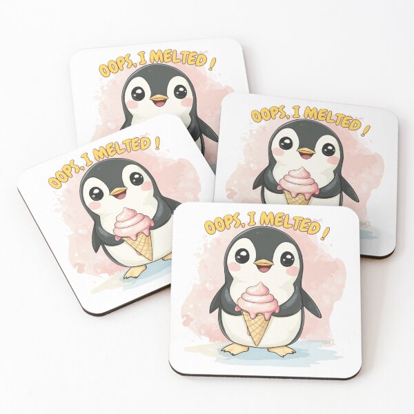 Item preview, Oops I Melted Penguin with Ice Cream – Cute Kawaii Sticker, Funny Gen Z Tee with Melting Ice Cream Design designed and sold by Zentuary.