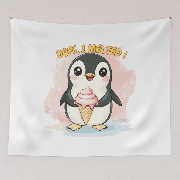 Item preview, Oops I Melted Penguin with Ice Cream – Cute Kawaii Sticker, Funny Gen Z Tee with Melting Ice Cream Design designed and sold by Zentuary.