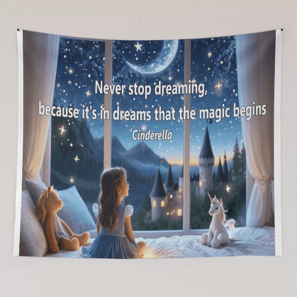 Item preview, Cinderella's Children's Quote - "Never stop dreaming" - Digital Art, Magical Background, High Quality designed and sold by EdicionesJML.