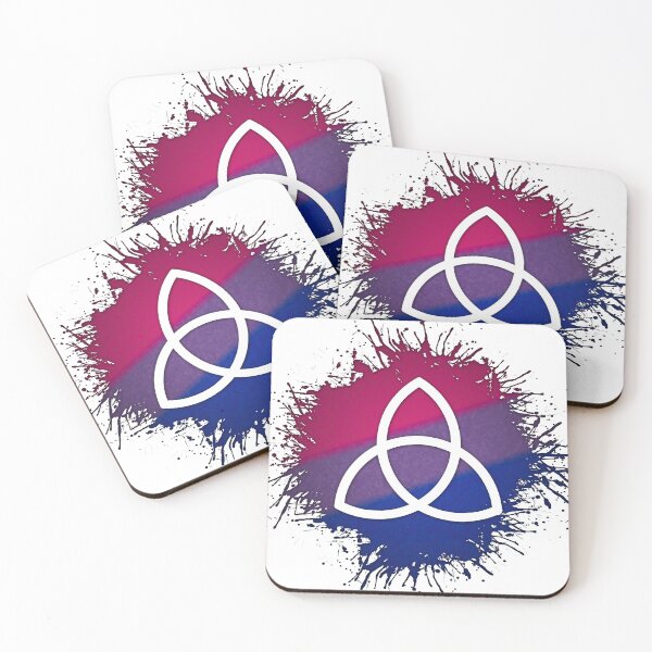 Item preview, Paint Splatter Bisexual Pride Flag Triquetra Symbol designed and sold by LiveLoudGraphic.