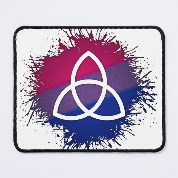 Item preview, Paint Splatter Bisexual Pride Flag Triquetra Symbol designed and sold by LiveLoudGraphic.