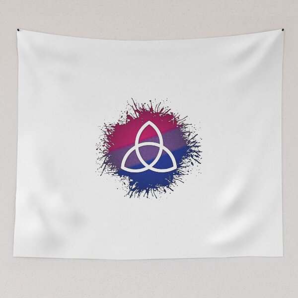Item preview, Paint Splatter Bisexual Pride Flag Triquetra Symbol designed and sold by LiveLoudGraphic.
