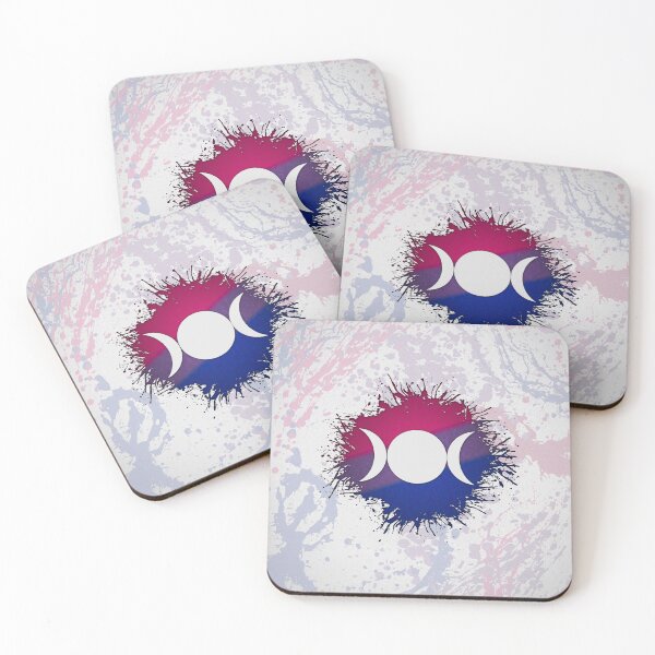 Item preview, Paint Splatter Bisexual Pride Flag Triple Goddess Moon designed and sold by LiveLoudGraphic.