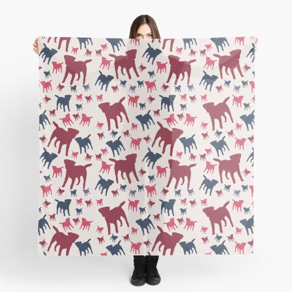 Border Terrier Gifts for Dog Lovers Deep Red, Cream & Navy Silhouette Scarf