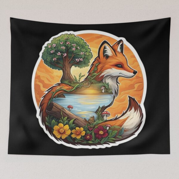 Item preview, Enchanted Fox Landscape Art designed and sold by MaciejCraft.