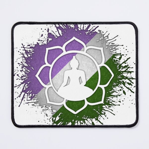 Item preview, Paint Splatter Genderqueer Pride Flag Lotus Symbol designed and sold by LiveLoudGraphic.
