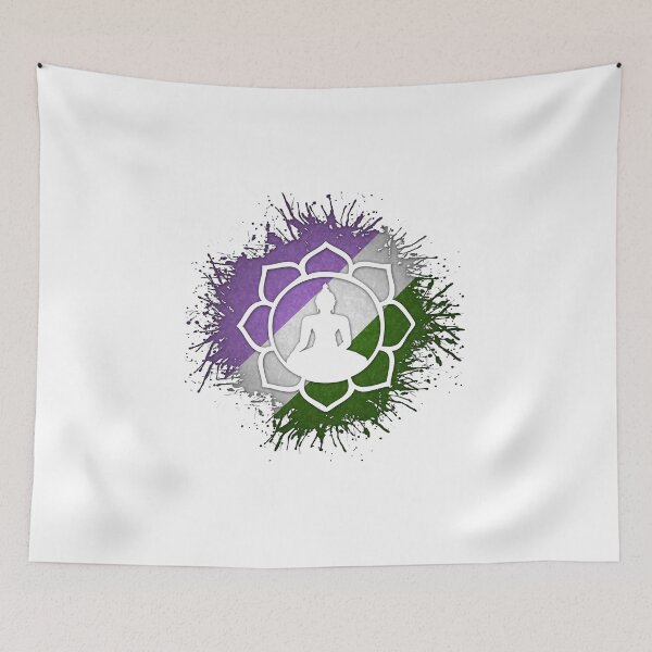 Item preview, Paint Splatter Genderqueer Pride Flag Lotus Symbol designed and sold by LiveLoudGraphic.