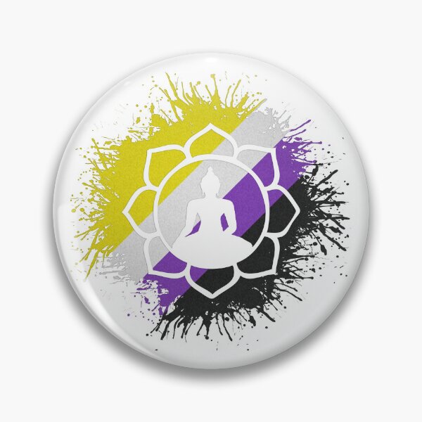 Item preview, Paint Splatter Non-Binary Pride Flag Lotus Symbol designed and sold by LiveLoudGraphic.