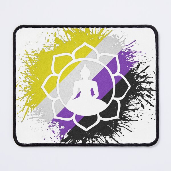 Item preview, Paint Splatter Non-Binary Pride Flag Lotus Symbol designed and sold by LiveLoudGraphic.