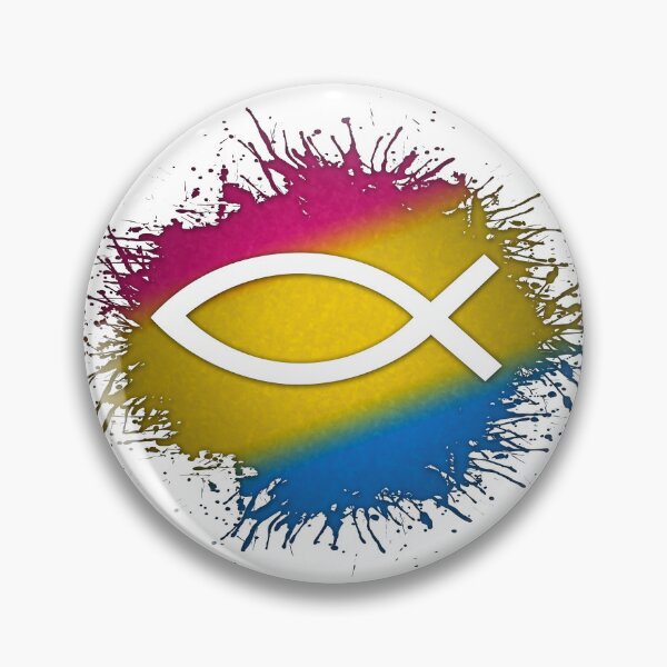 Paint Splatter Pansexual Pride Flag Fish Symbol Pin