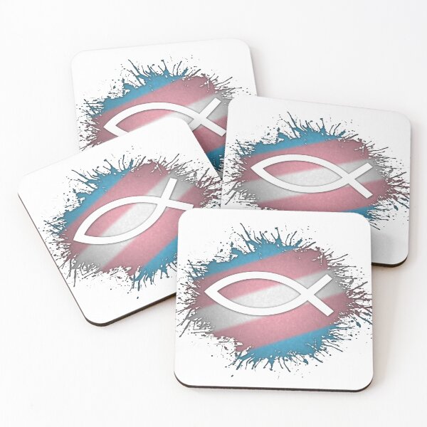 Item preview, Paint Splatter Transgender Pride Flag Fish Symbol designed and sold by LiveLoudGraphic.