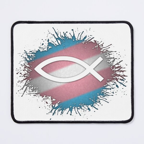 Item preview, Paint Splatter Transgender Pride Flag Fish Symbol designed and sold by LiveLoudGraphic.