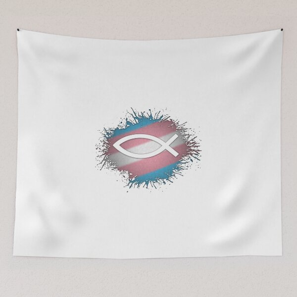 Item preview, Paint Splatter Transgender Pride Flag Fish Symbol designed and sold by LiveLoudGraphic.