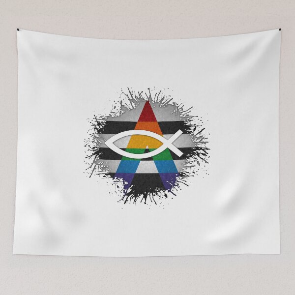 Item preview, Paint Splatter LGBT Ally Pride Flag Fish Symbol designed and sold by LiveLoudGraphic.