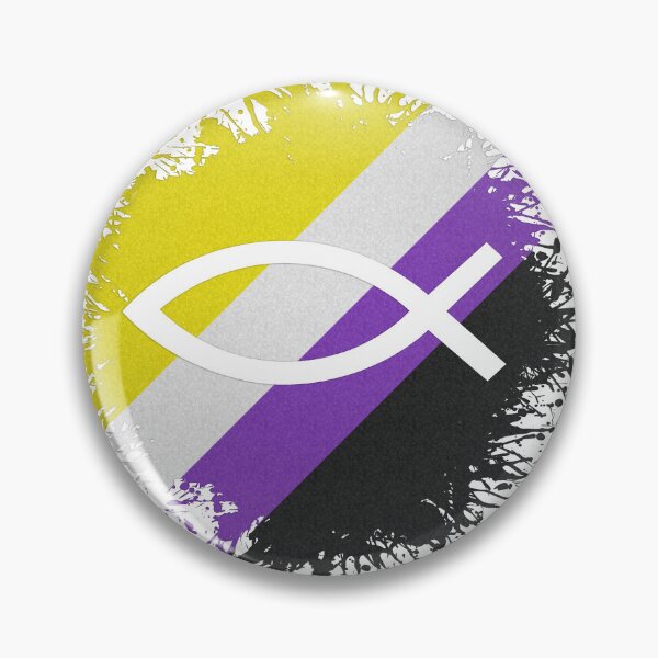 Item preview, Paint Splatter Non-Binary Pride Flag Fish Symbol designed and sold by LiveLoudGraphic.
